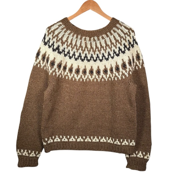 Vintage Sweaters - VINTAGE Chunky Wool Knit Fair Isle Sweater